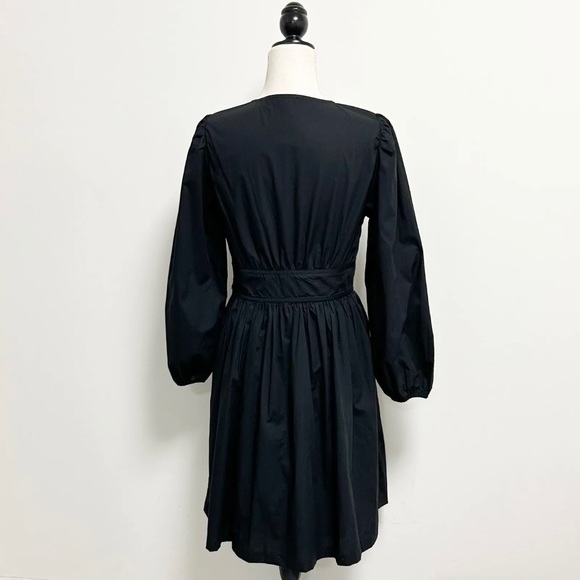 J Crew Black V Neck Long Puff Sleeve Pleated Bows Gretchen Dress 4T 4 Tall NWT - Picture 6 of 10